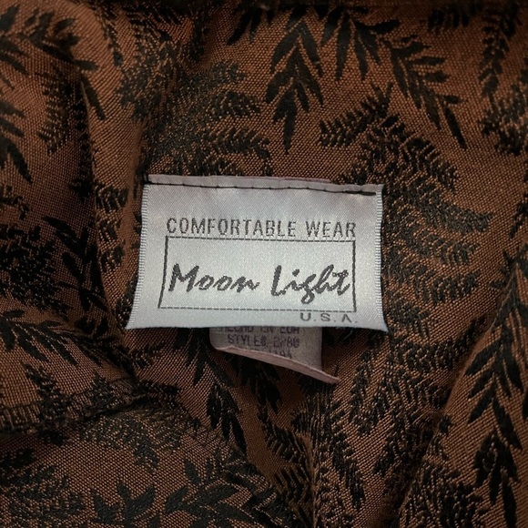 Moon Light USA Vintage 3 Piece Set Bohemian Fern Print Faux Fur Robe Top Skirt - Picture 15 of 16